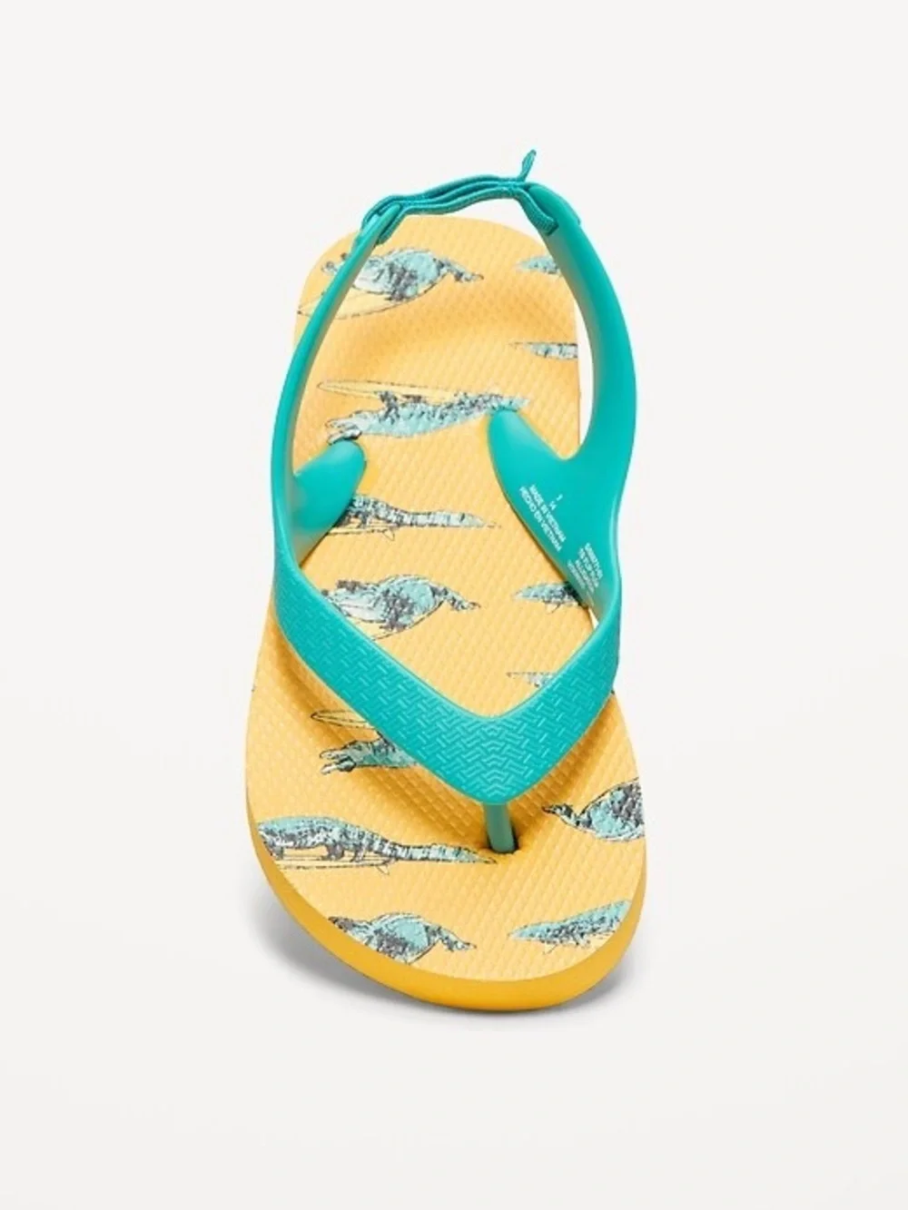 Flip-Flop Sandals Toddler Boys 10 Yellow Aqua Alligator Print Kids Summer Shoes